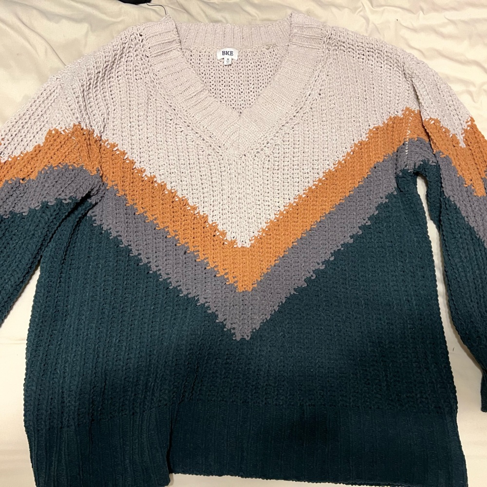 Chevron Color Block Sweater - image 1